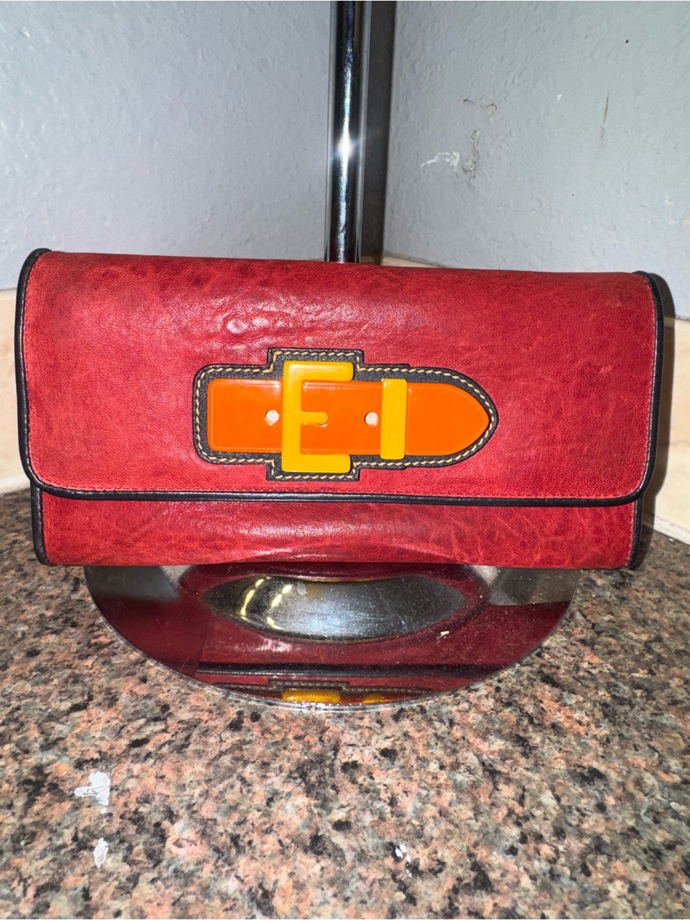 Miu Miu Vintage y2k Red Leather novelty Belt Buckle Wallet.